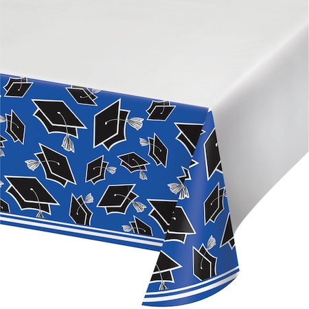 Graduation School Spirit Blue Tablecloth, 102x54, 12PK